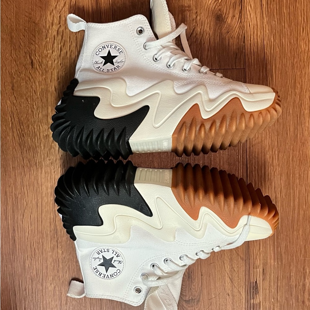 Converse Black and White High-Tops with Gum Soles - Picture 6 of 12